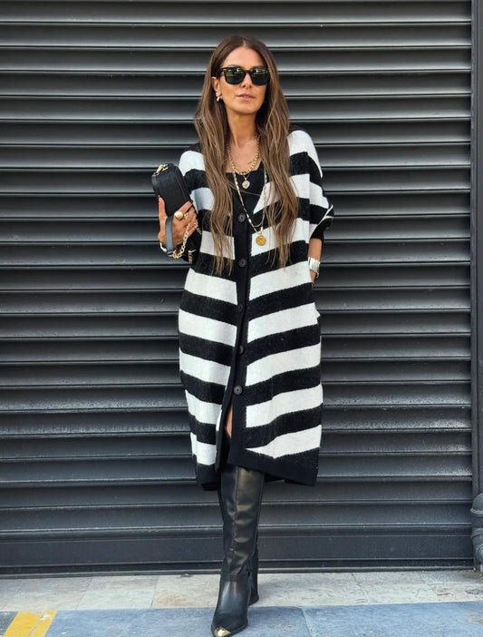 Stripe cardigan fur