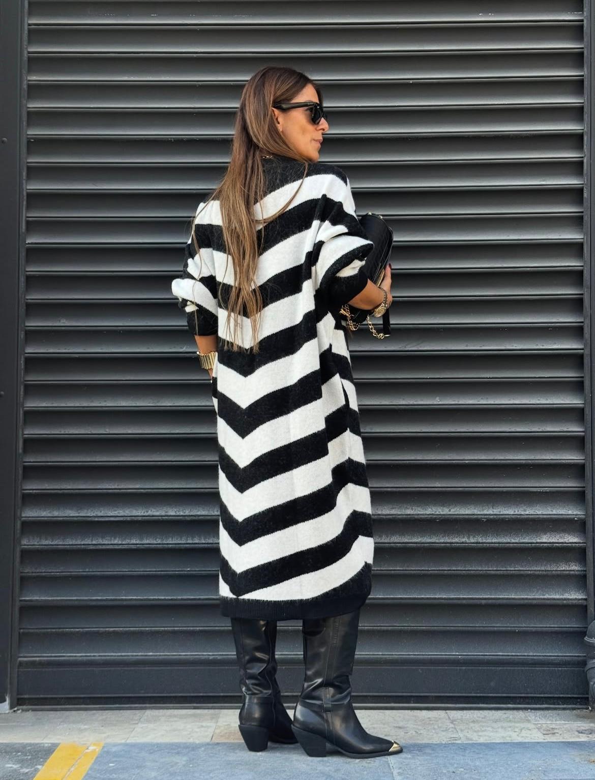 Stripe cardigan fur