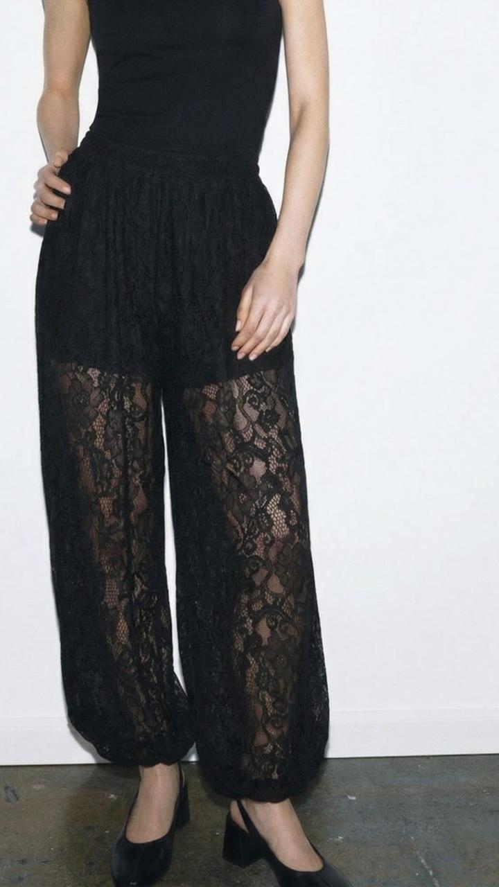 Pants baloon lace black