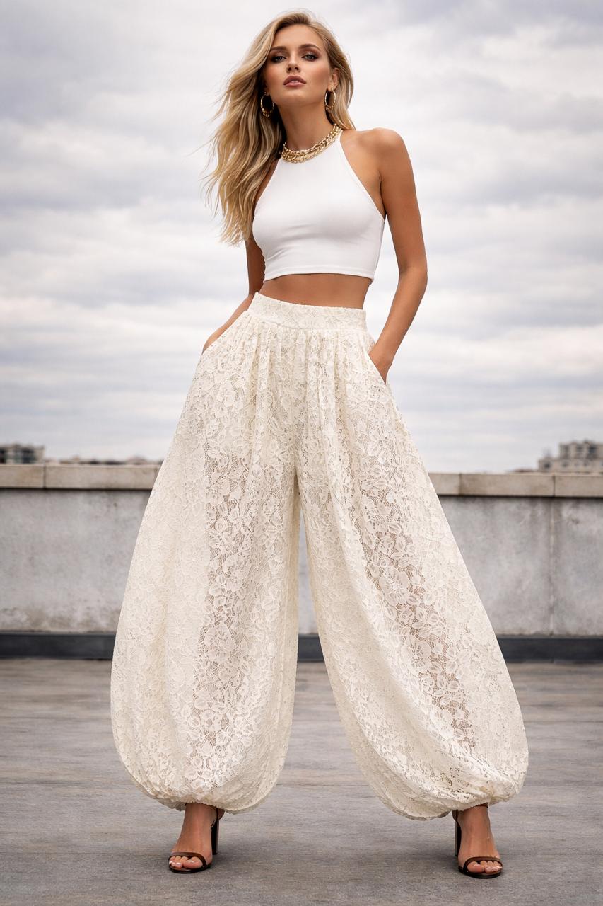 Pants baloon lace offwhite