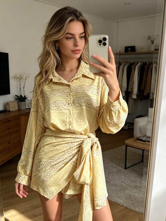 Set shirt + sarong yellow