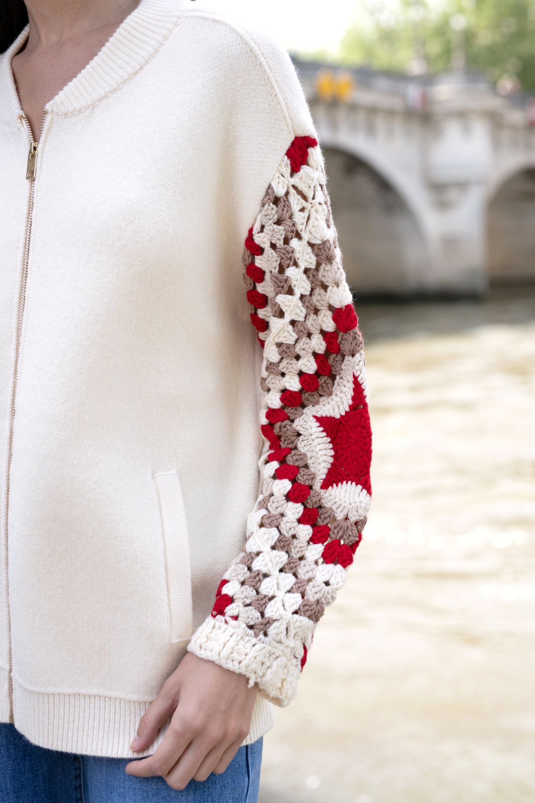 Jacket Crochet Sleeves Red