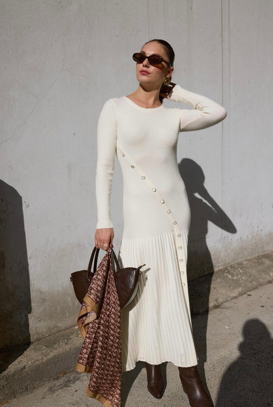 Dress Off White Gold Buttons