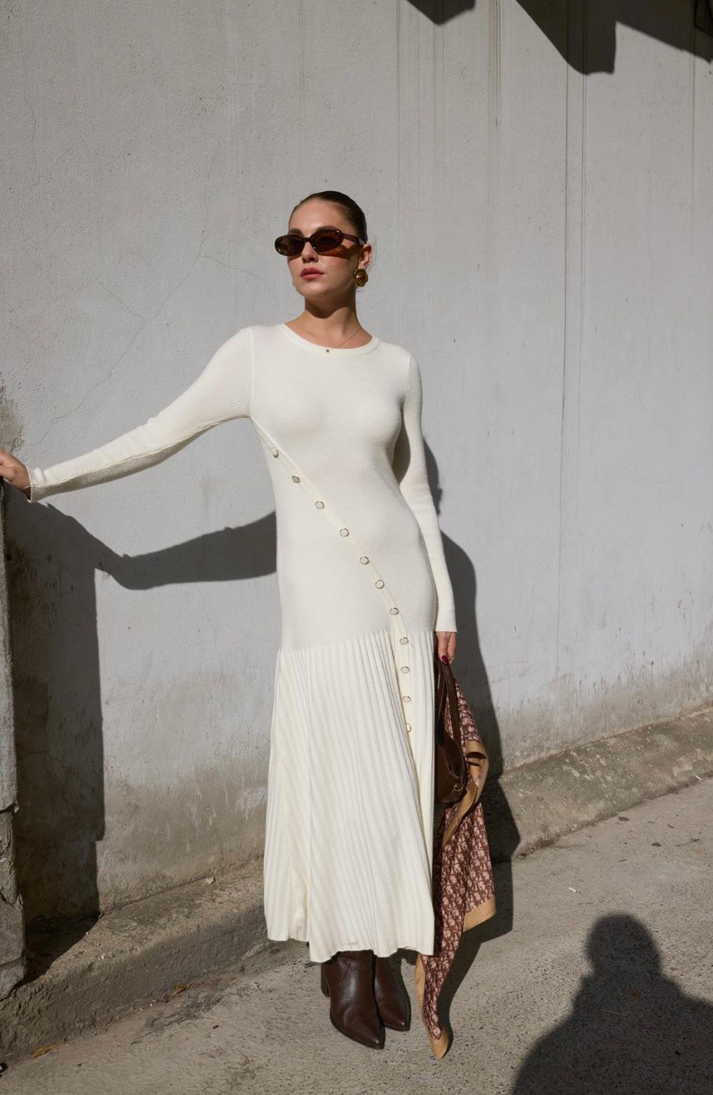 Dress Off White Gold Buttons