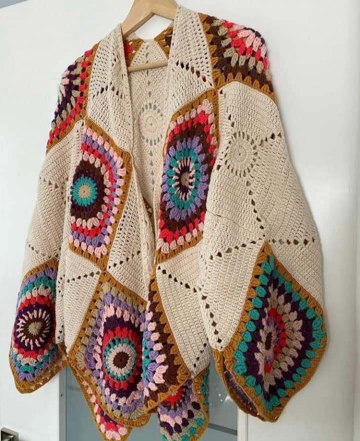 Jacket Handmade Beige Colorful