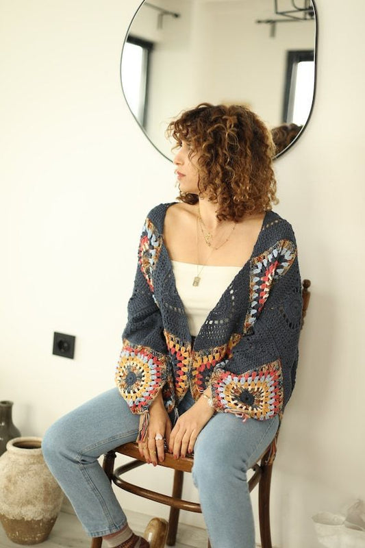 Jacket Handmade Grey Colorful