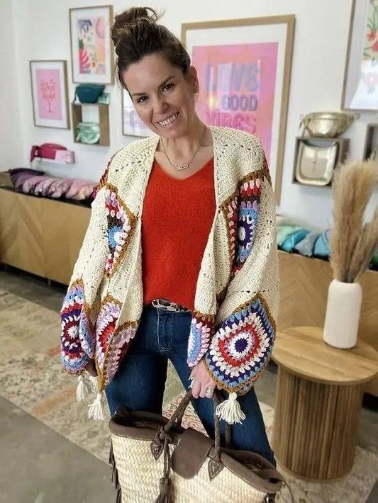 Jacket Handmade Beige Colorful