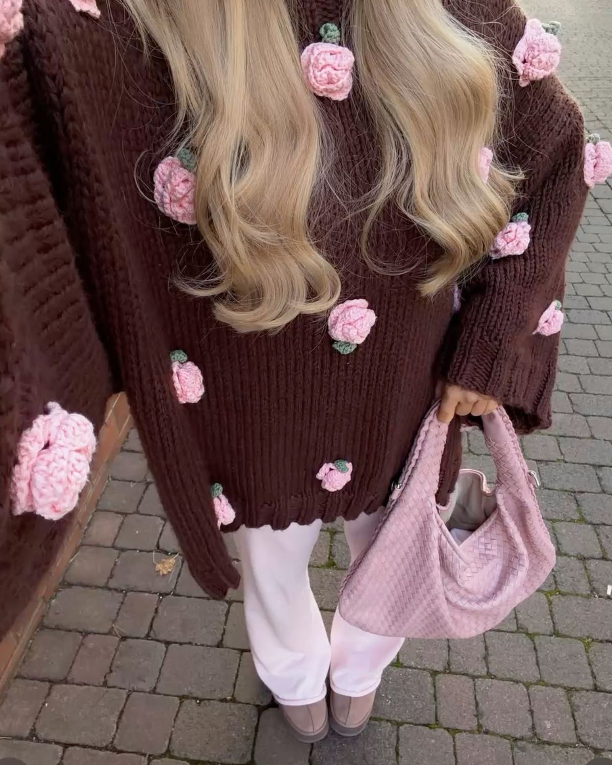 Pullover Brown Pink Flower