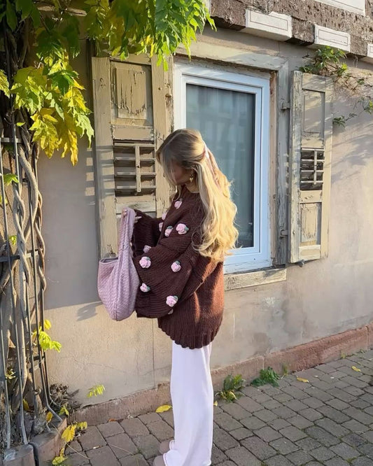 Pullover Brown Pink Flower