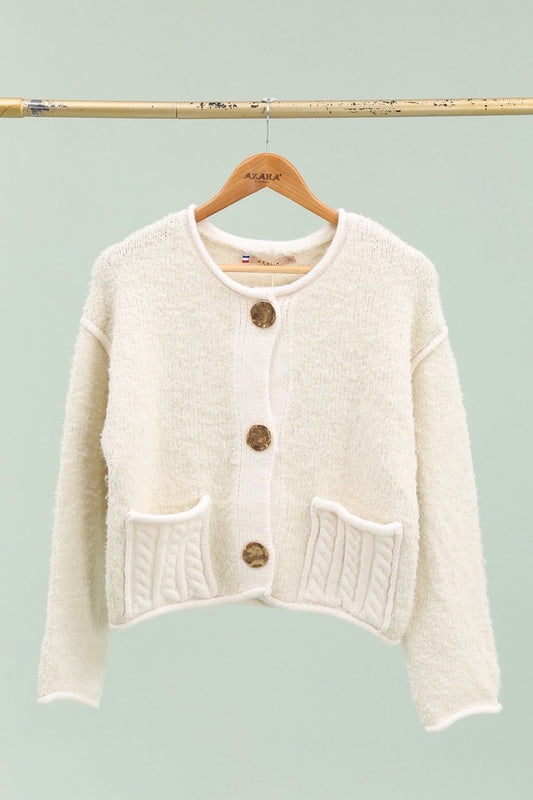 Cardigan white Buttons Gold