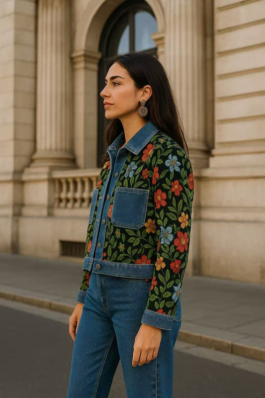 Jacket Boho Pockets Denim Black