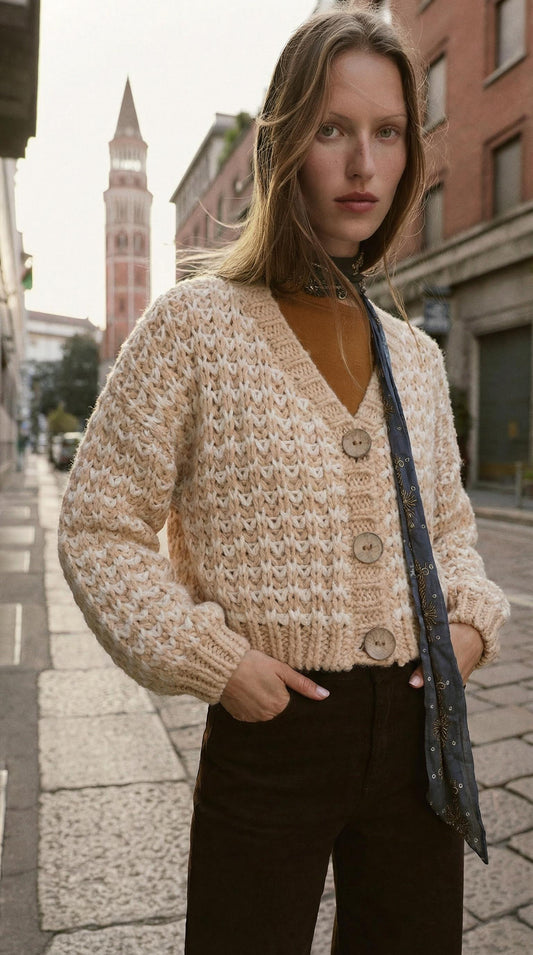 Cardigan Beige Crochet