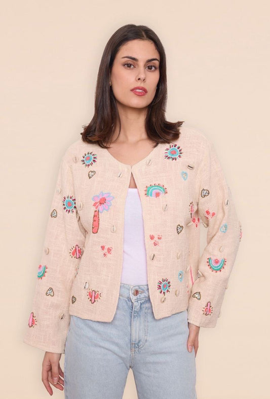 Jacket embroidery linen
