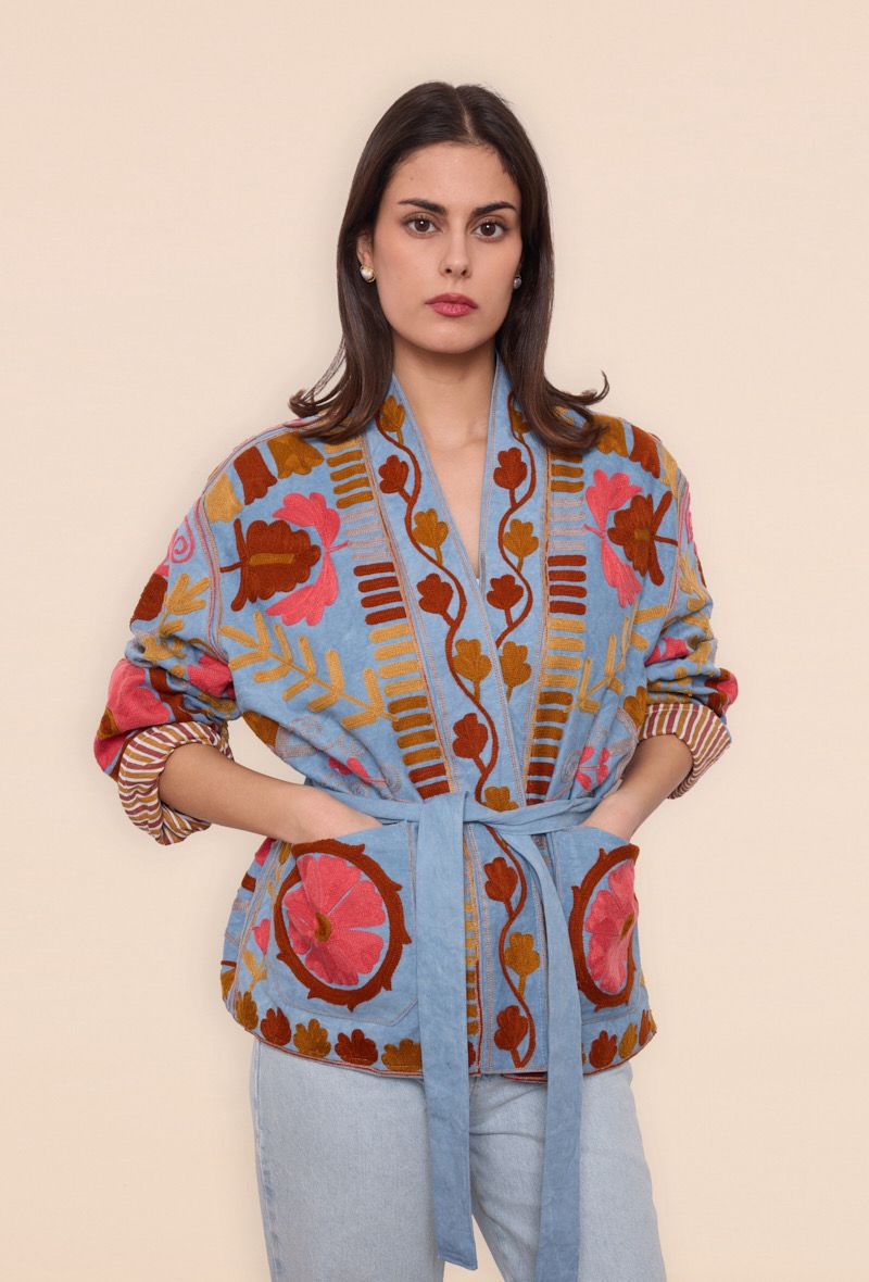 Jacket embroidery Burgundy mix