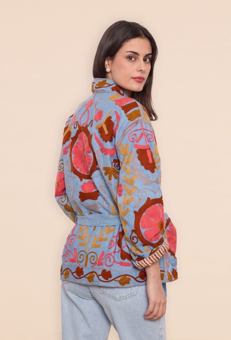 Jacket embroidery Burgundy mix