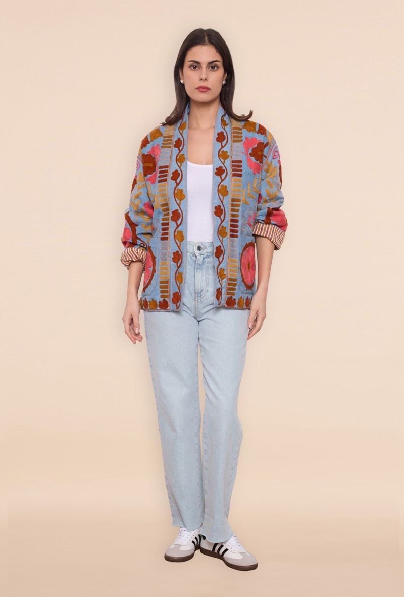 Jacket embroidery Burgundy mix