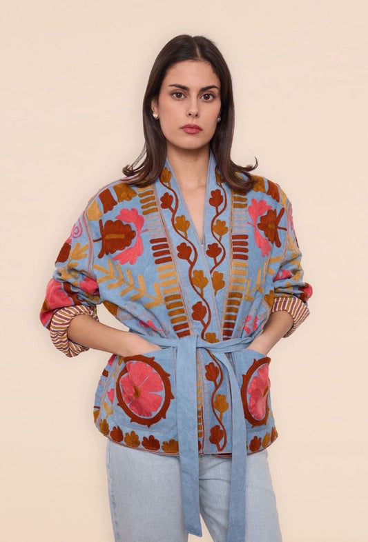 Jacket embroidery Burgundy mix