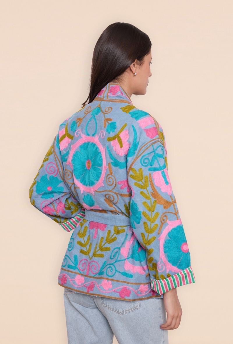 Jacket embroidery blue mix