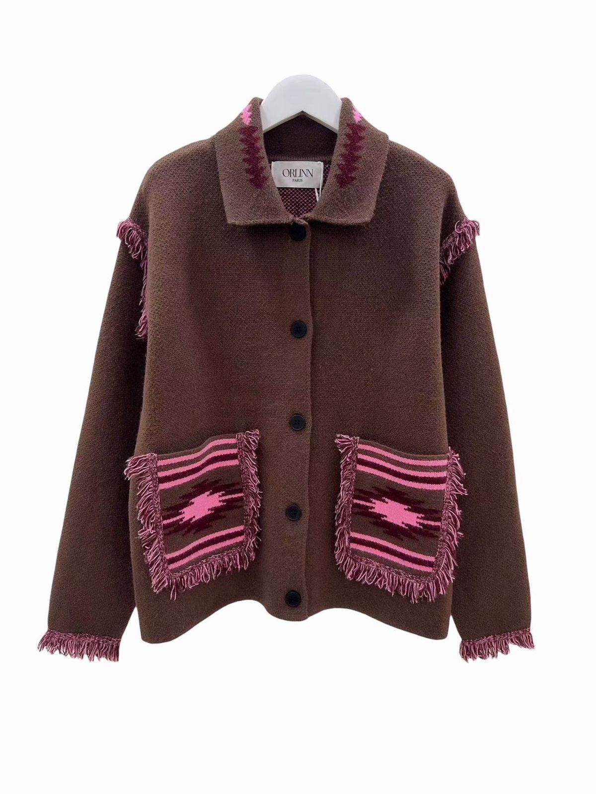 Jacket knit pockets brown