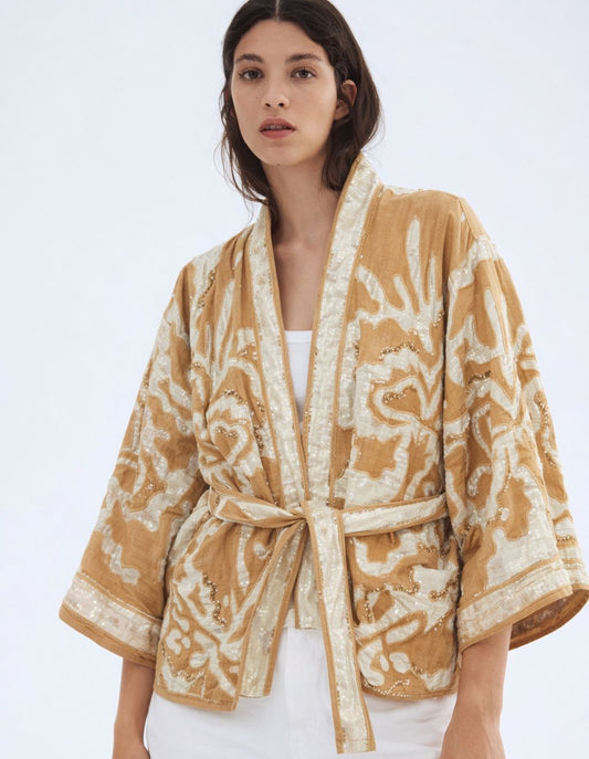 Jacket embroidery beige off white
