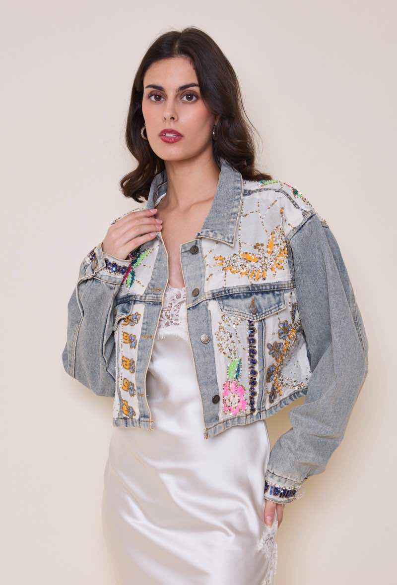 Jacket denim dantelle