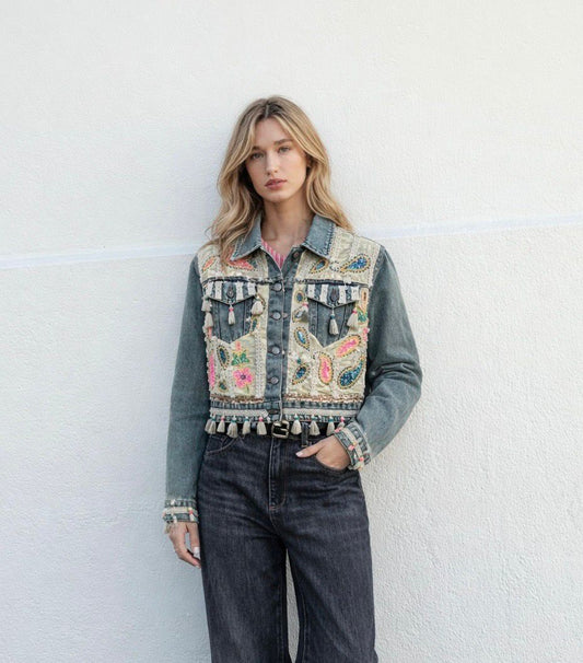 Jacket denim dantelle