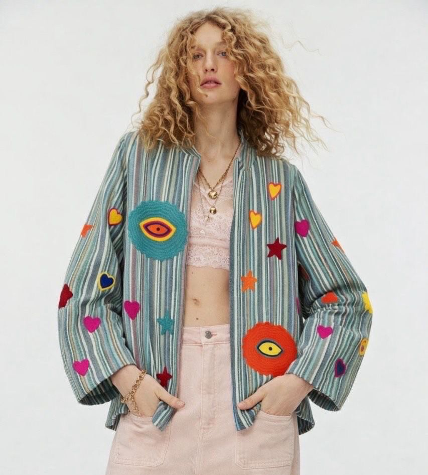 Jacket embroidery eyes