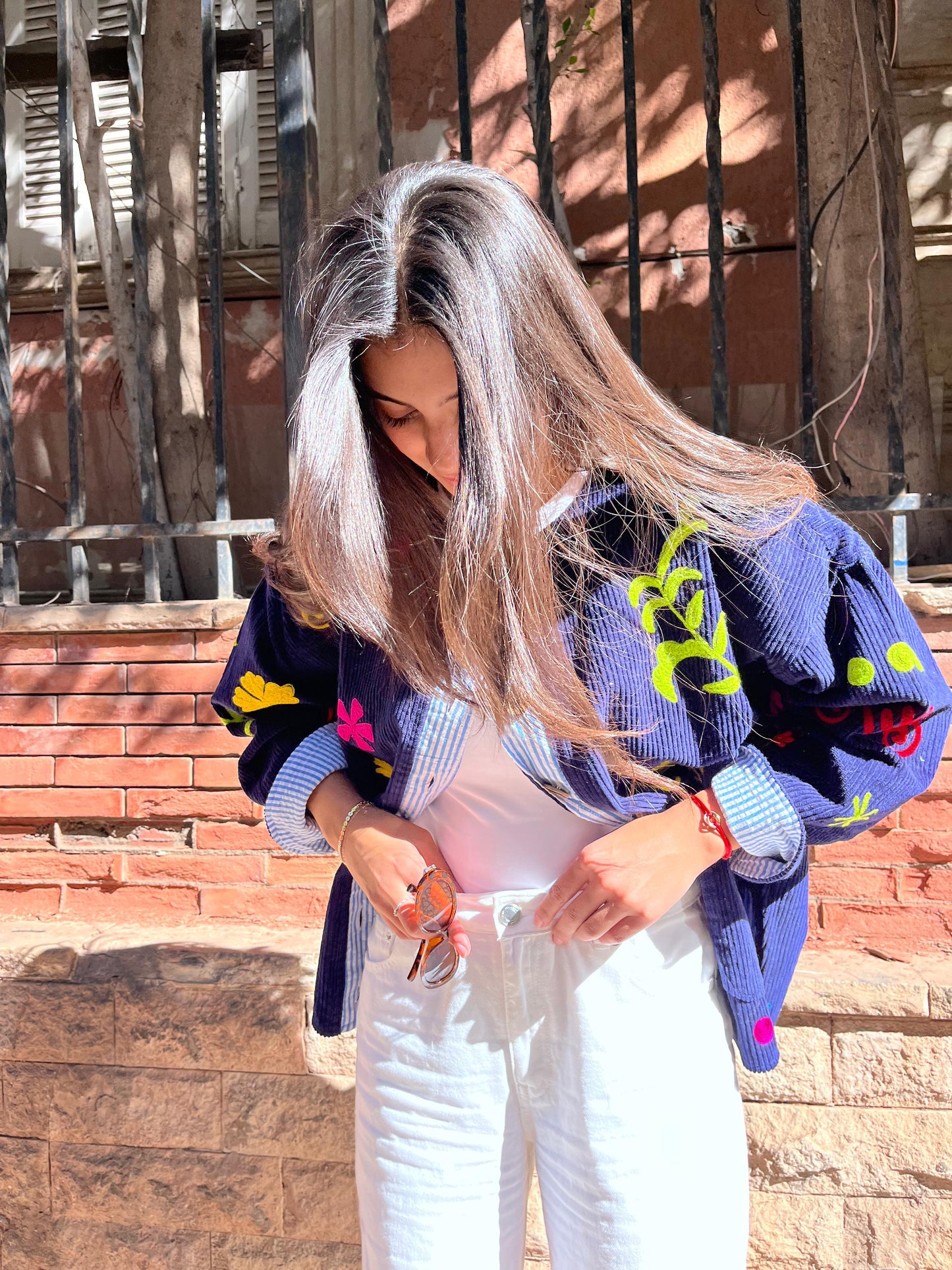 Jacket embroidery navy