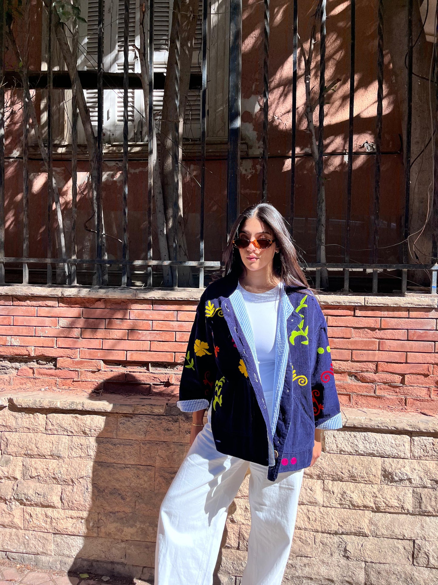 Jacket embroidery navy