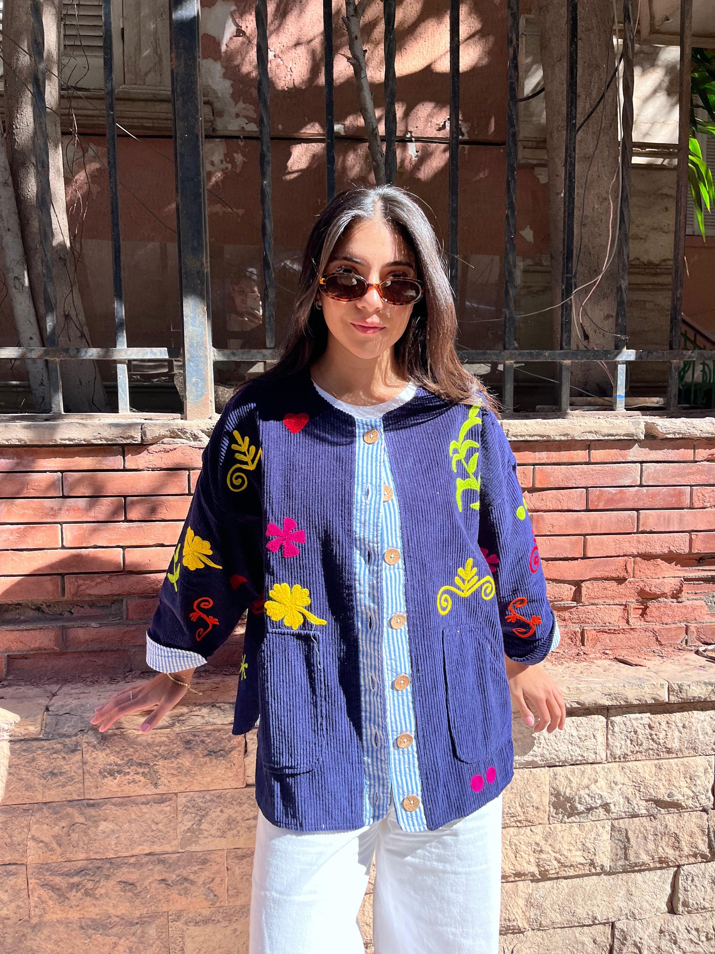 Jacket embroidery navy