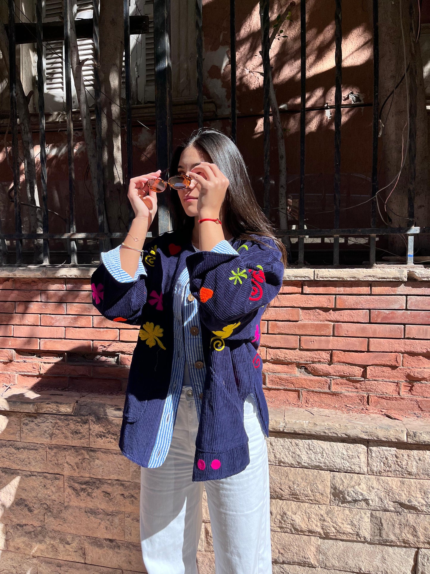Jacket embroidery navy