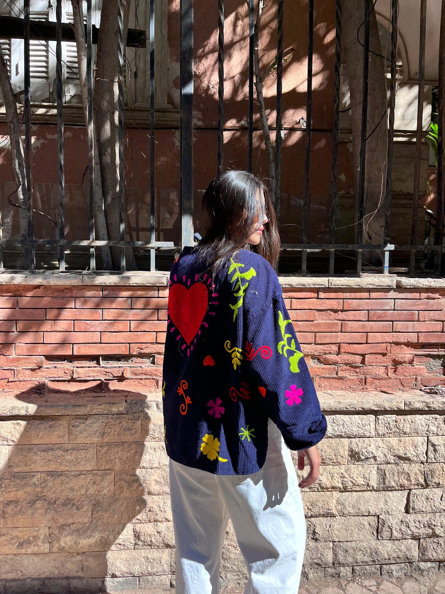Jacket embroidery navy