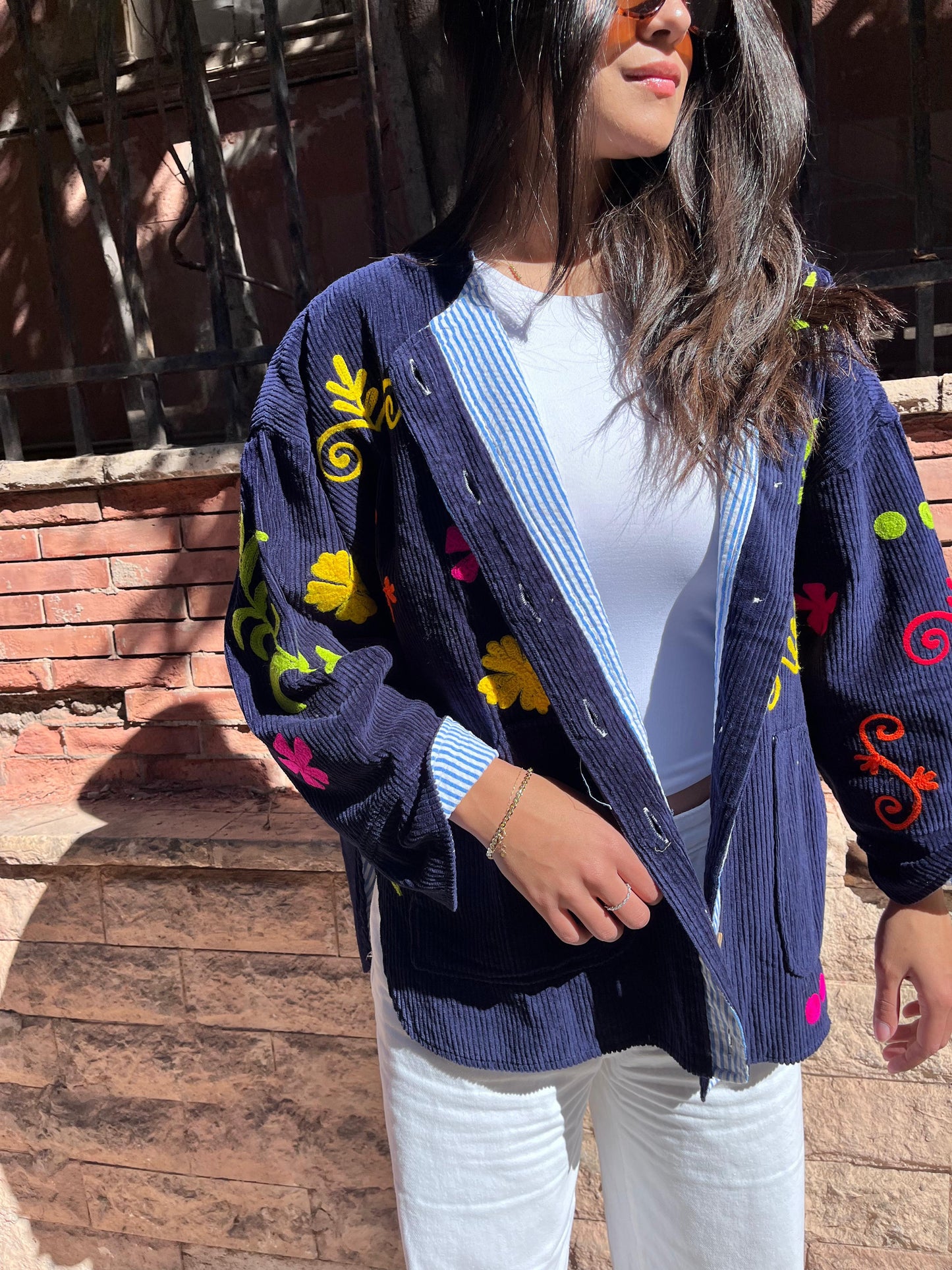 Jacket embroidery navy