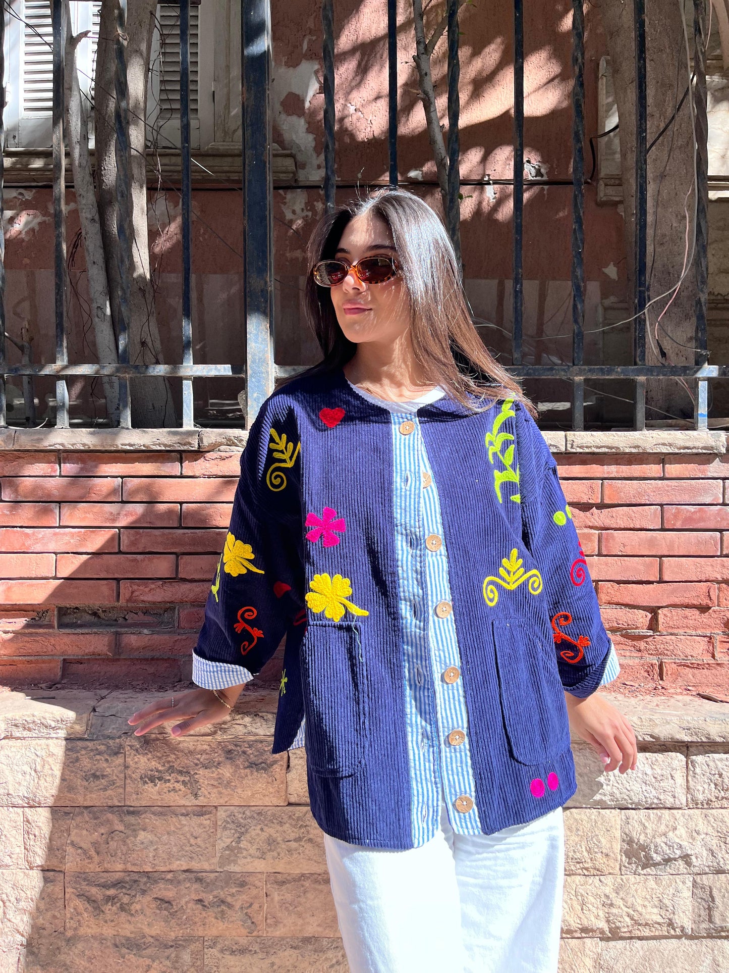 Jacket embroidery navy