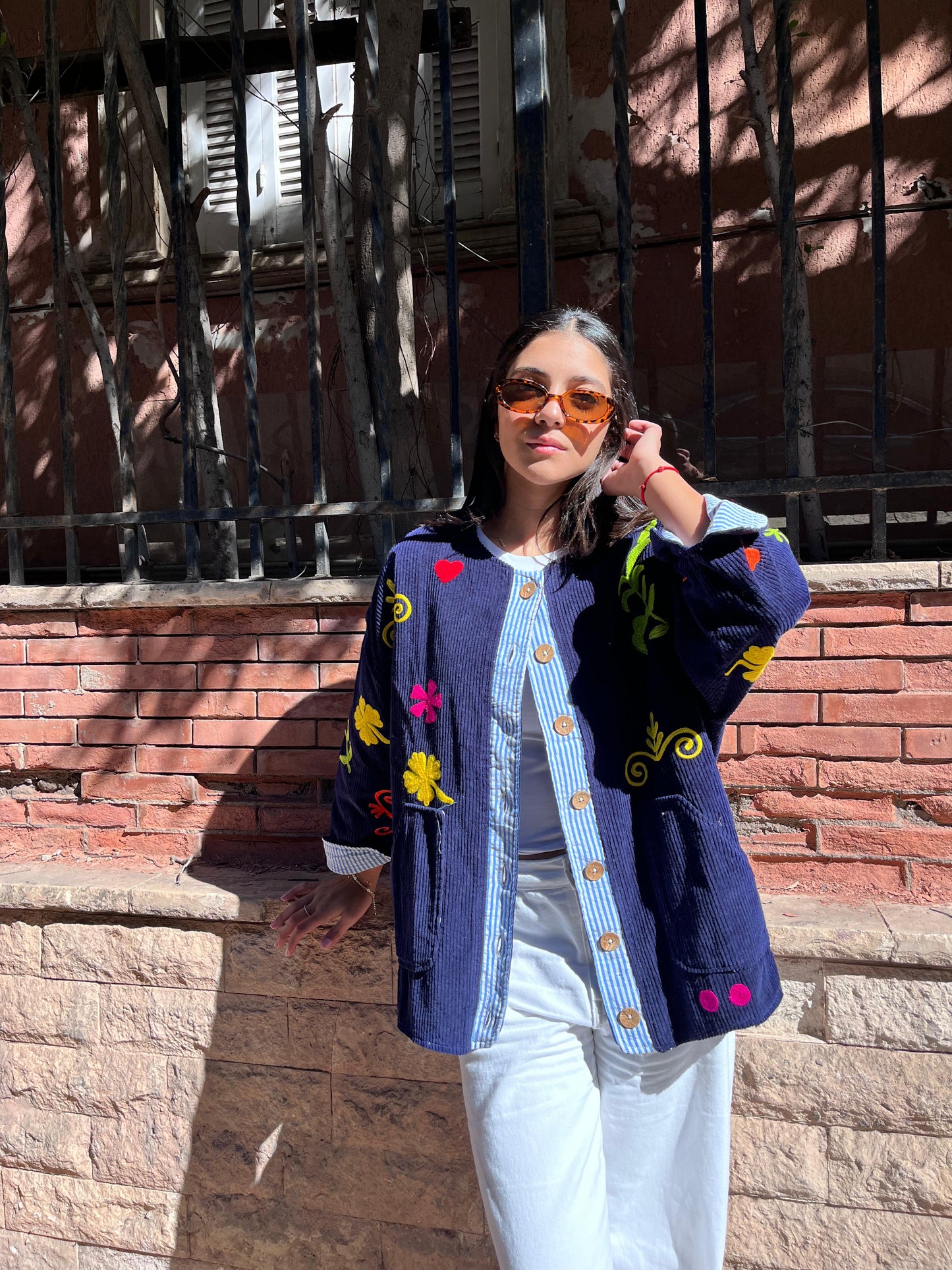 Jacket embroidery navy