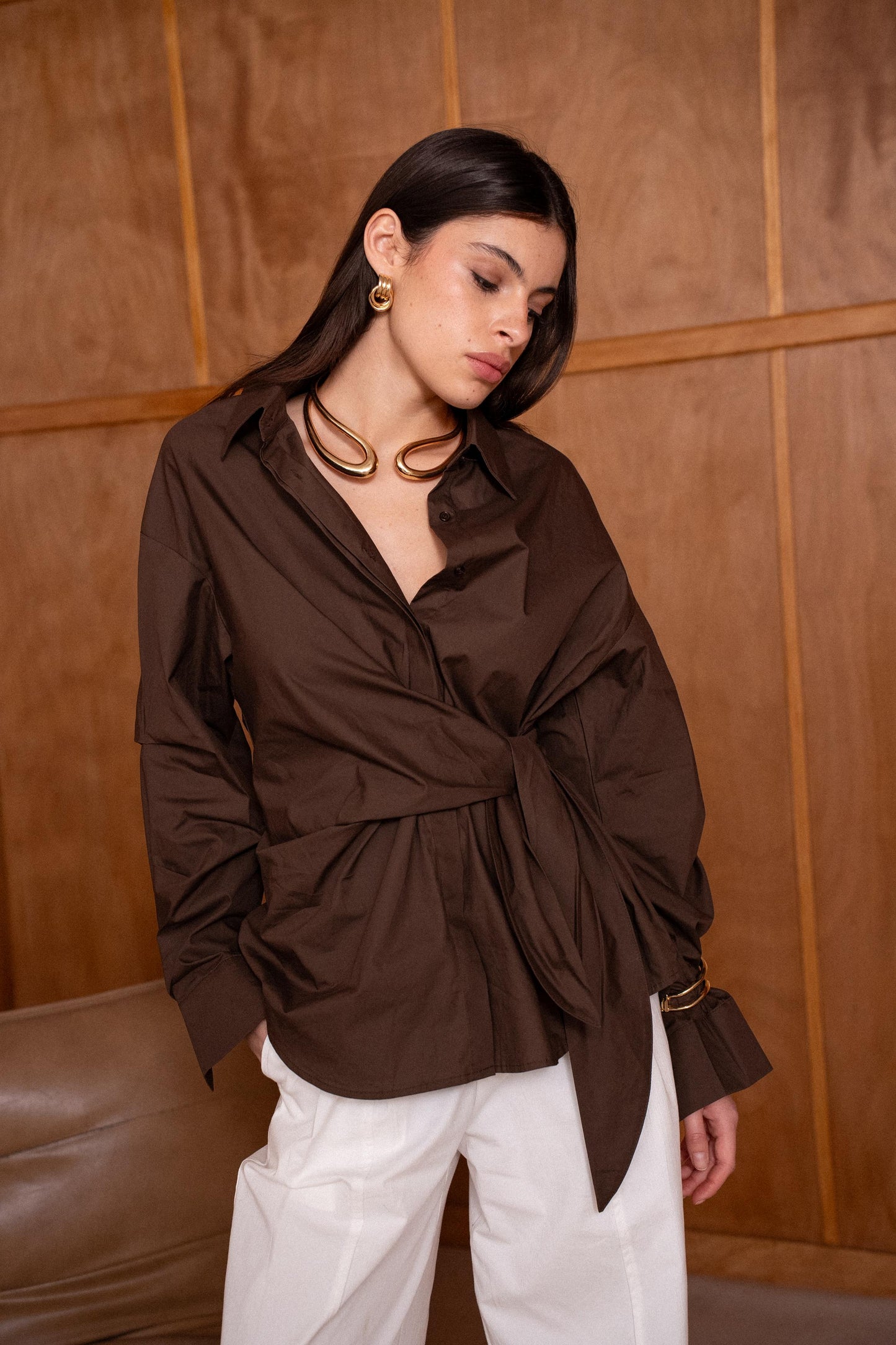 Chemise brown ribbon
