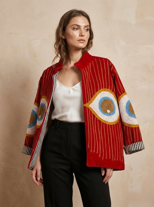 Jacket burgundy eyes