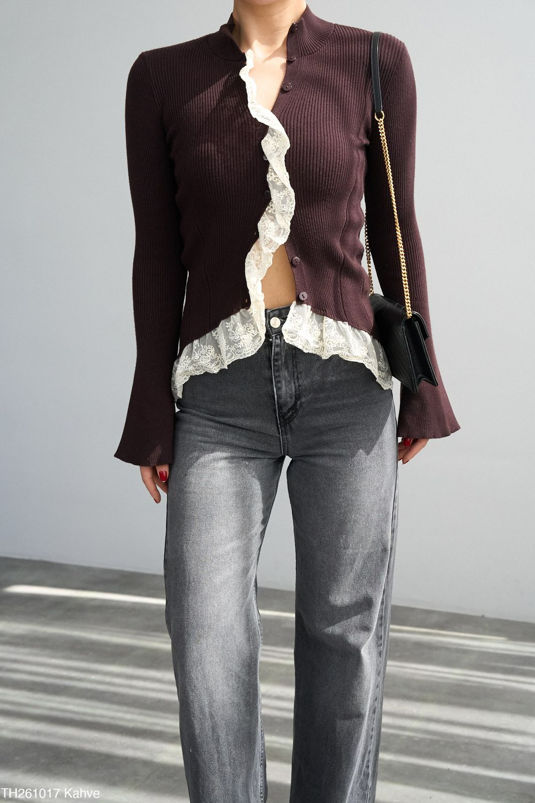 Pullover brown dantelle