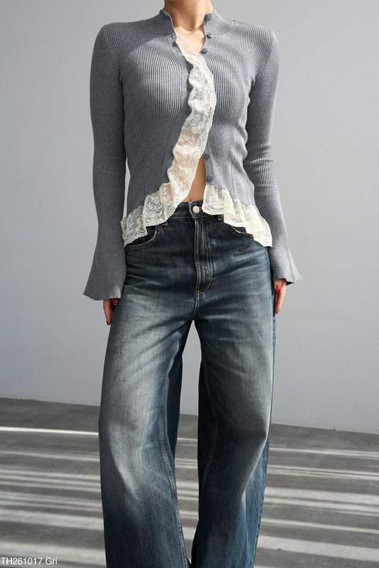 Pullover grey dantelle
