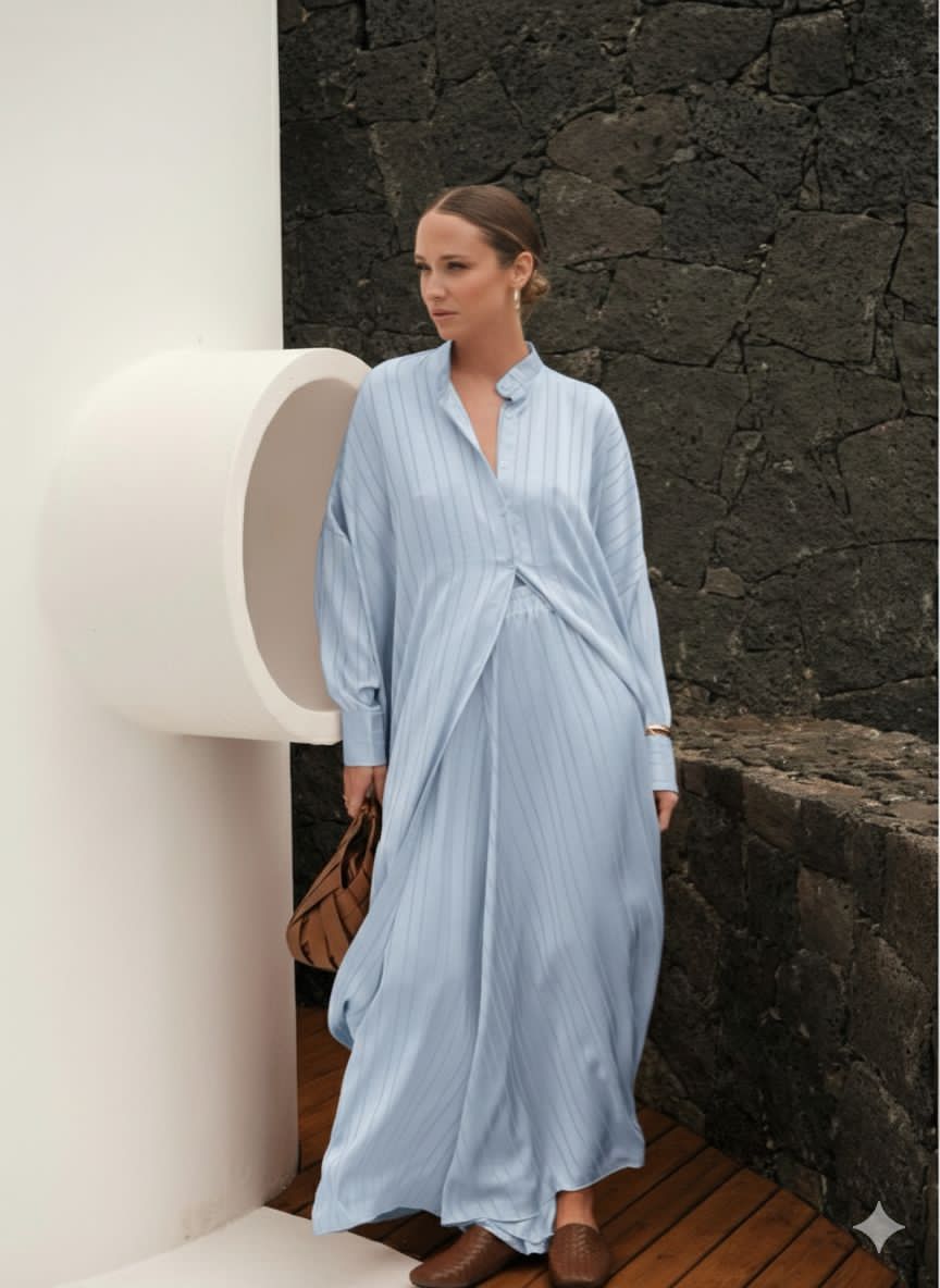 Set blue soft silk