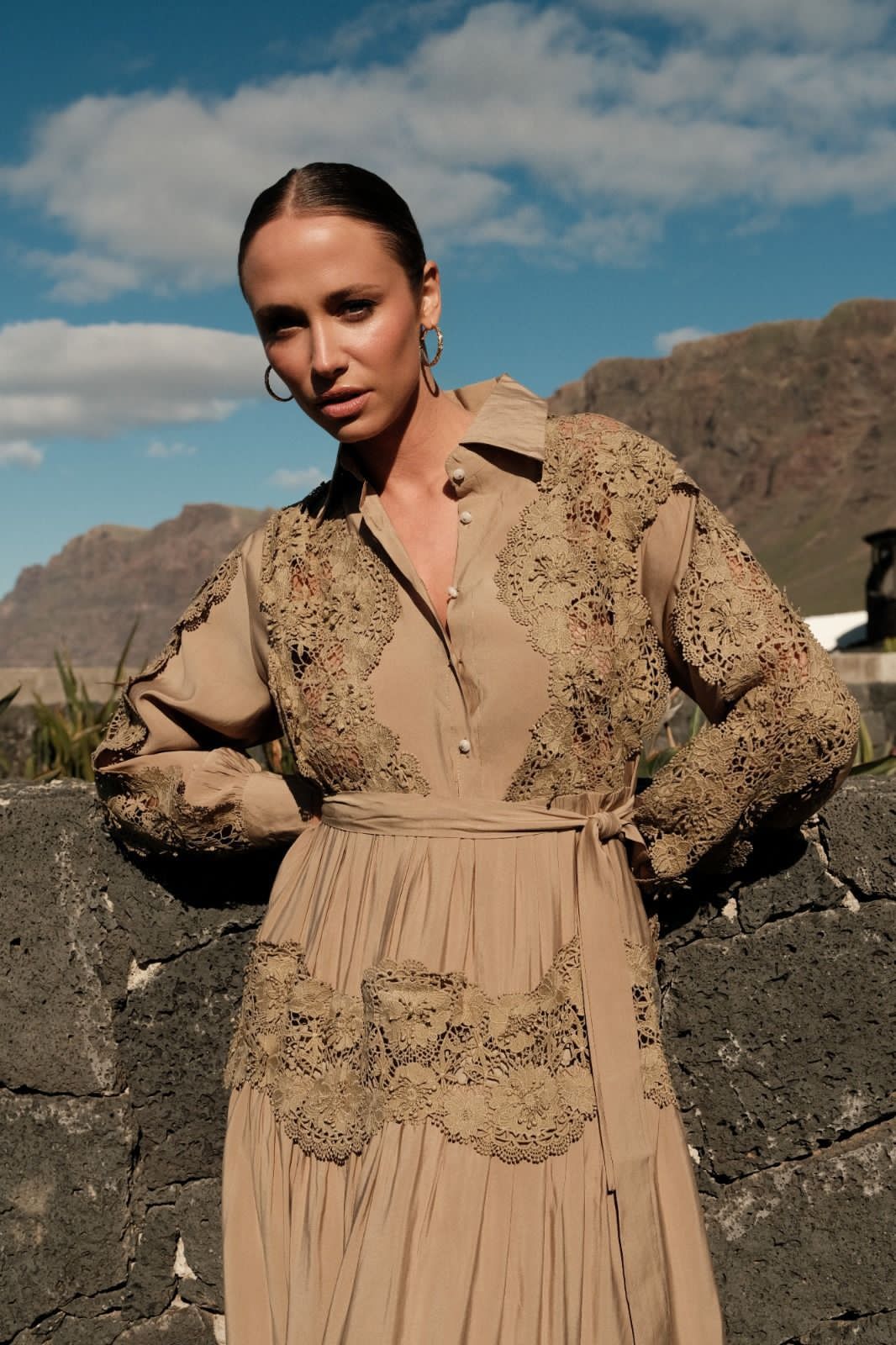 Dress coffe dantelle