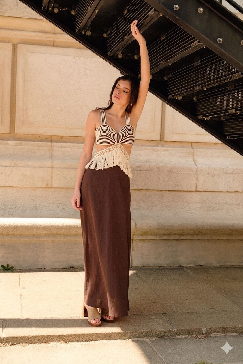Dress brown fringes