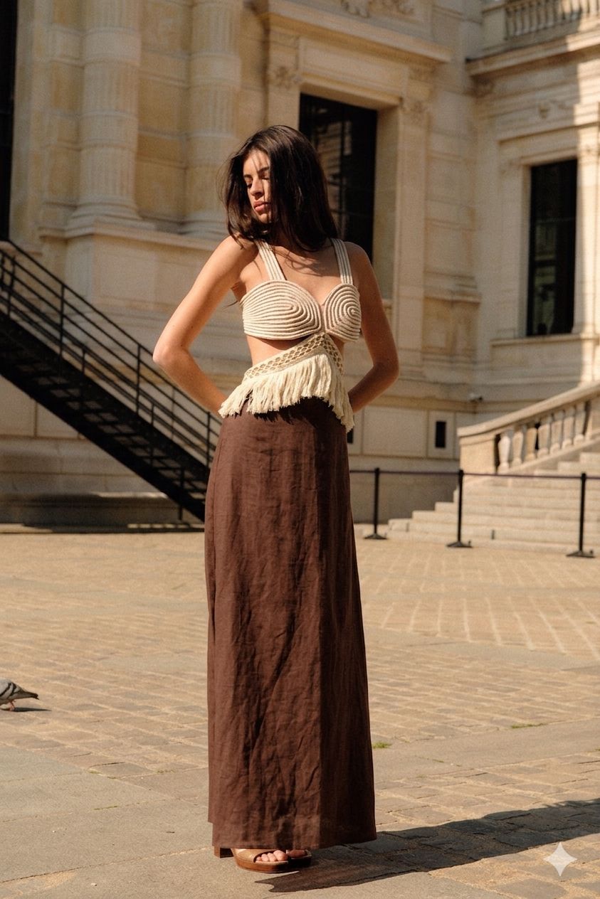 Dress brown fringes