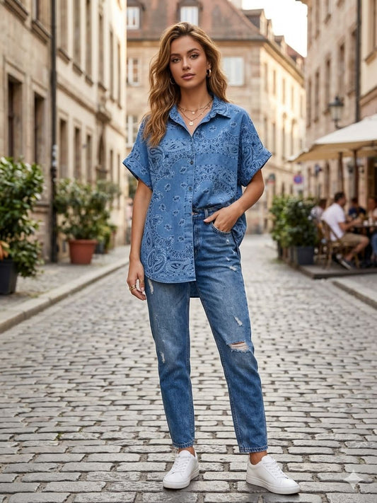 Bandana blue denim shirt carla