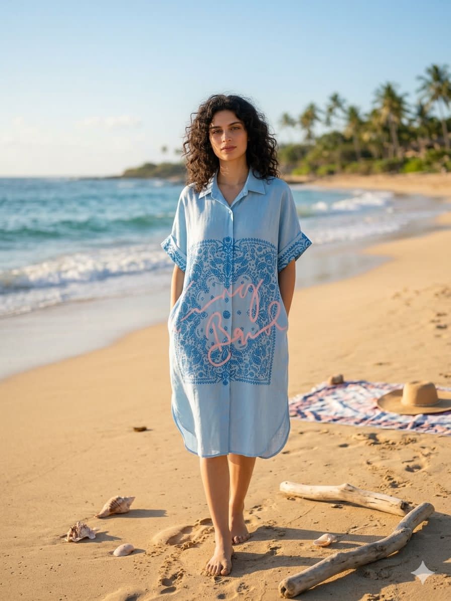Bandana long shirt carla baby blue