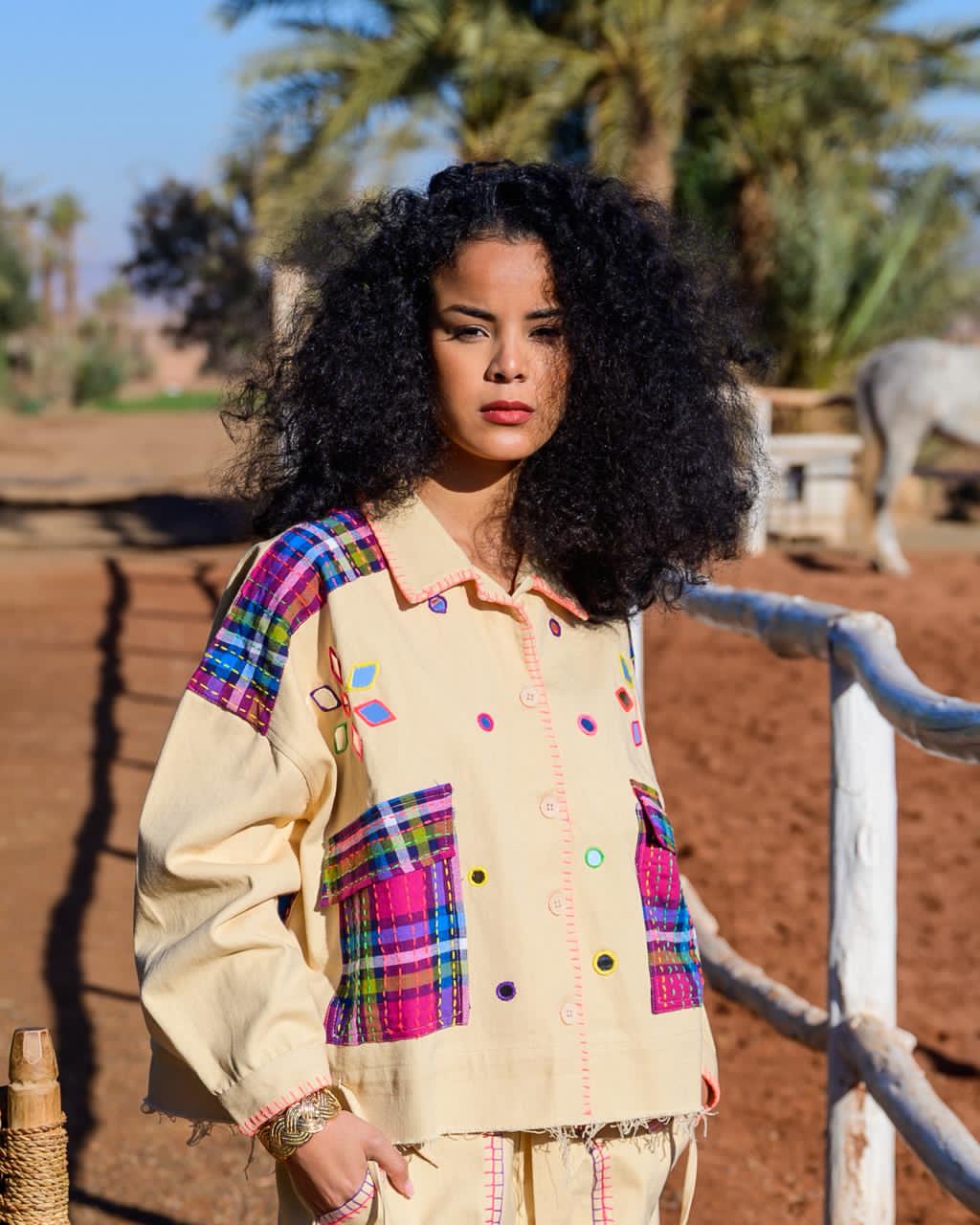 Jacket handcrafted colorful g&s beige