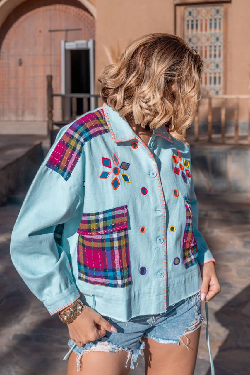 Jacket handcrafted colorful g&s baby blue
