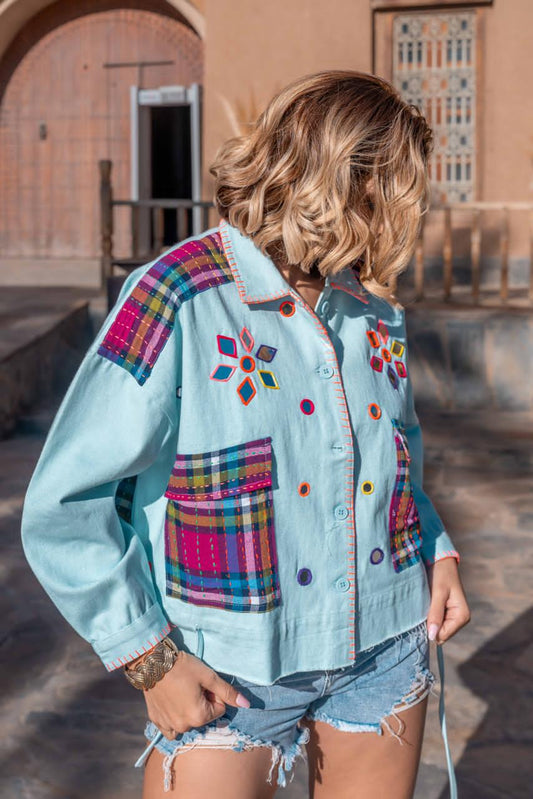 Jacket handcrafted colorful g&s baby blue