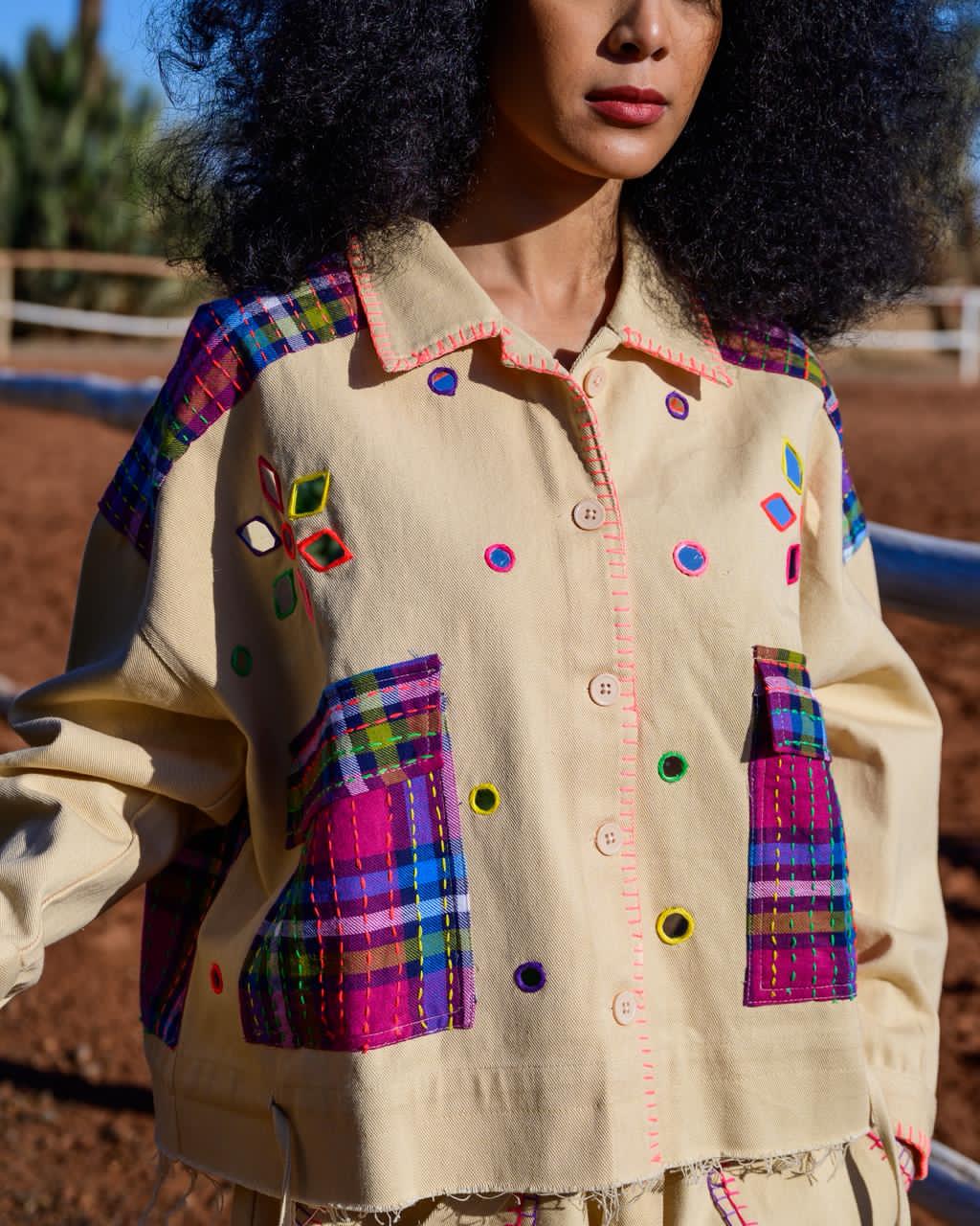 Jacket handcrafted colorful g&s beige