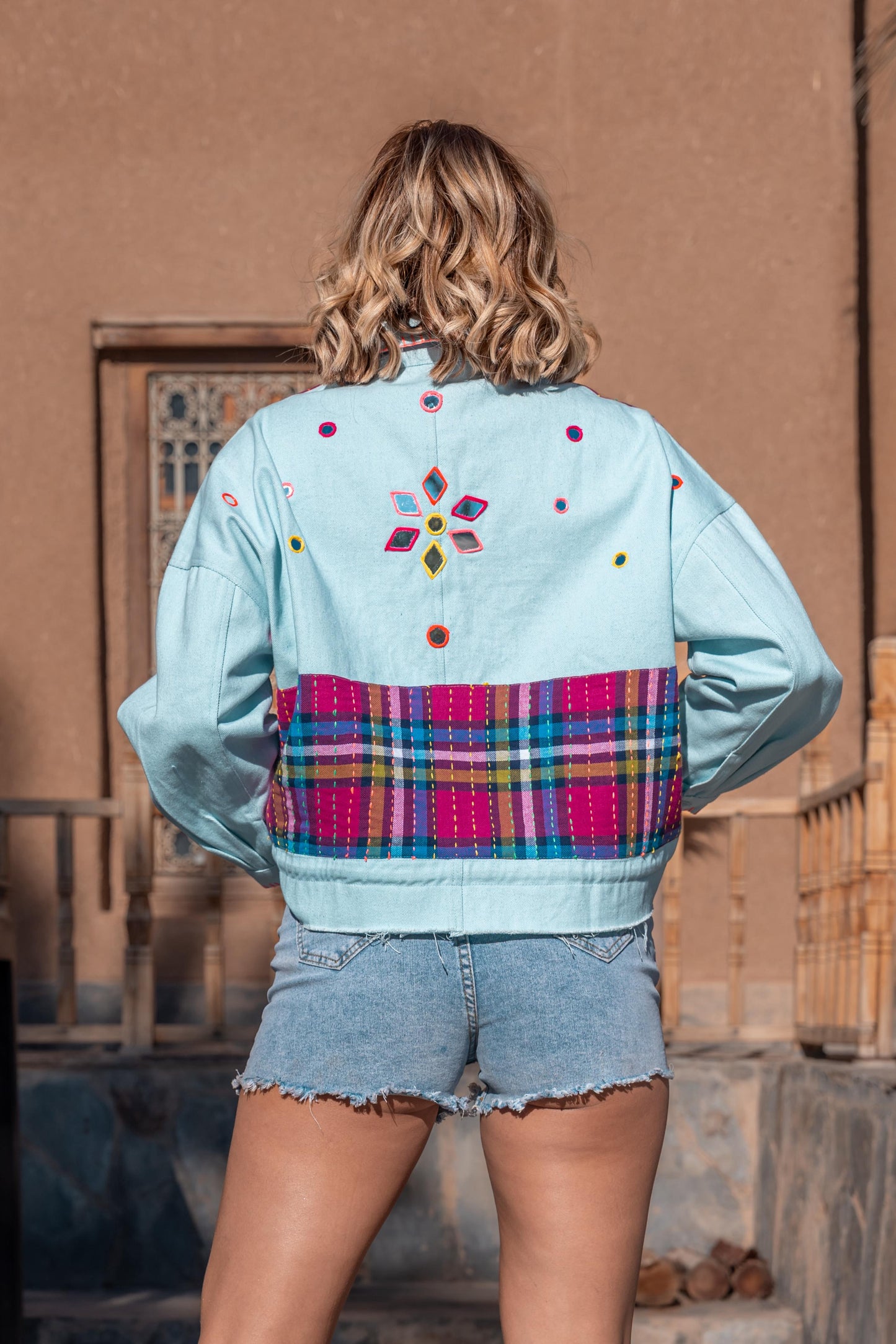 Jacket handcrafted colorful g&s baby blue